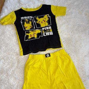 Pokemon Pikachu Kids Pajama Set - Black and Yellow